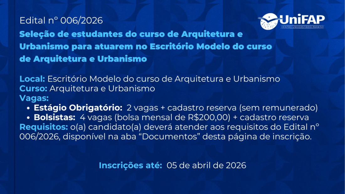 Banner do evento Seleção Voluntários e Estágio Curricular Obrigatório