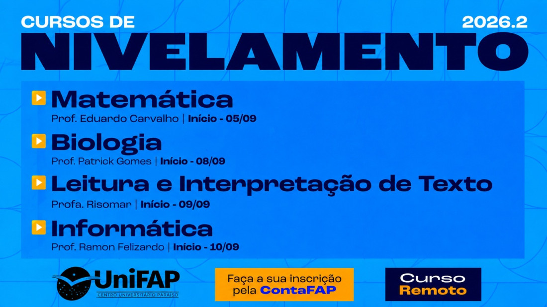 Banner do evento Cursos de Nivelamento