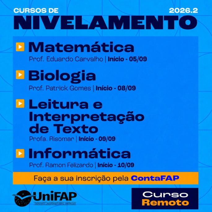Cursos de Nivelamento 2026.2